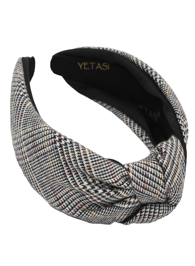 YETASI Plaid Black Headbands for Women Get Compliments. Wearable All Day, Head bands for Women's Hair are Chic Knotted Headband Fashion Designer Top Knot Head bands Girl - Image 1